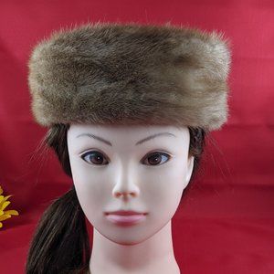 Vintage 50's Authentic Fur Pill Box Hat in Brown